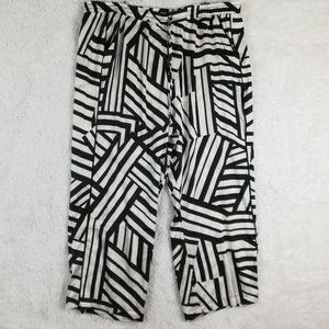 Attitudes By Renee Womens Pants Wide Leg Black White Stripe Plus Petite 2XP‎ NEW